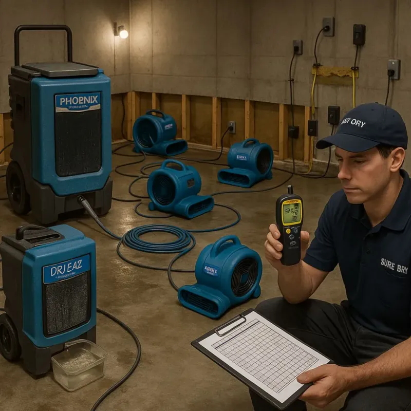 Structural Drying and Dehumidification process in Inwood, WV